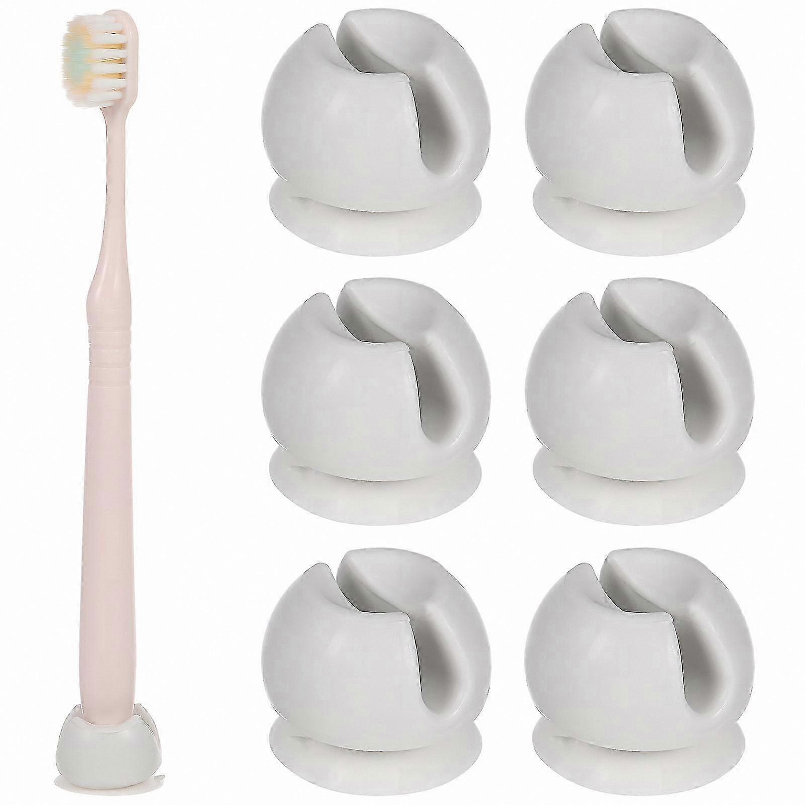 6-Pack Mirror or Wall Mount Toothbrush Holders with Secure Grip Cups for Easy Organization