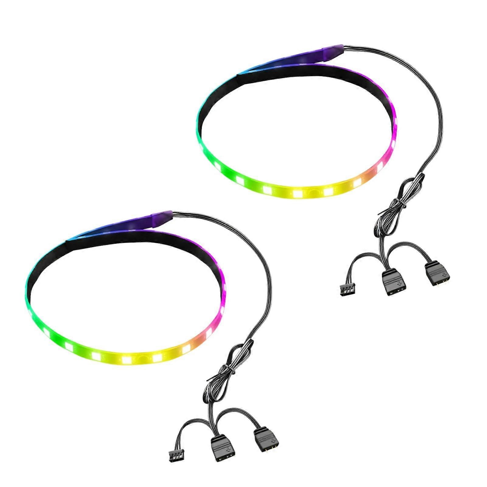 Magnetic RGB Strip Light 2Pack for PC Case 15.7In 5V ARGB Compatible with Aura Sync 365 Light Effects Colors