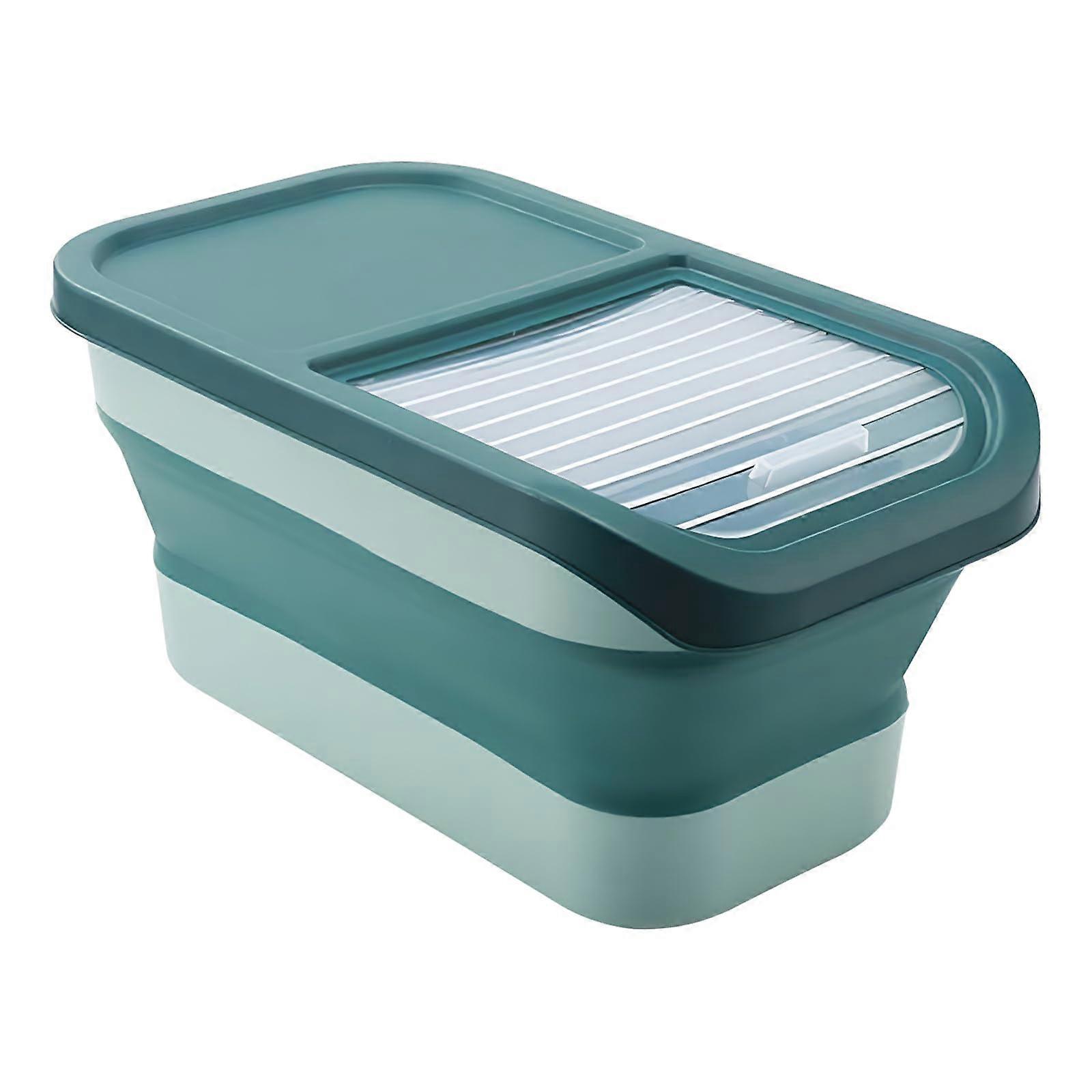 Large Rice Box With Sliding Lid Green Pet Storage Containers For Pantry And Kitchen Organization