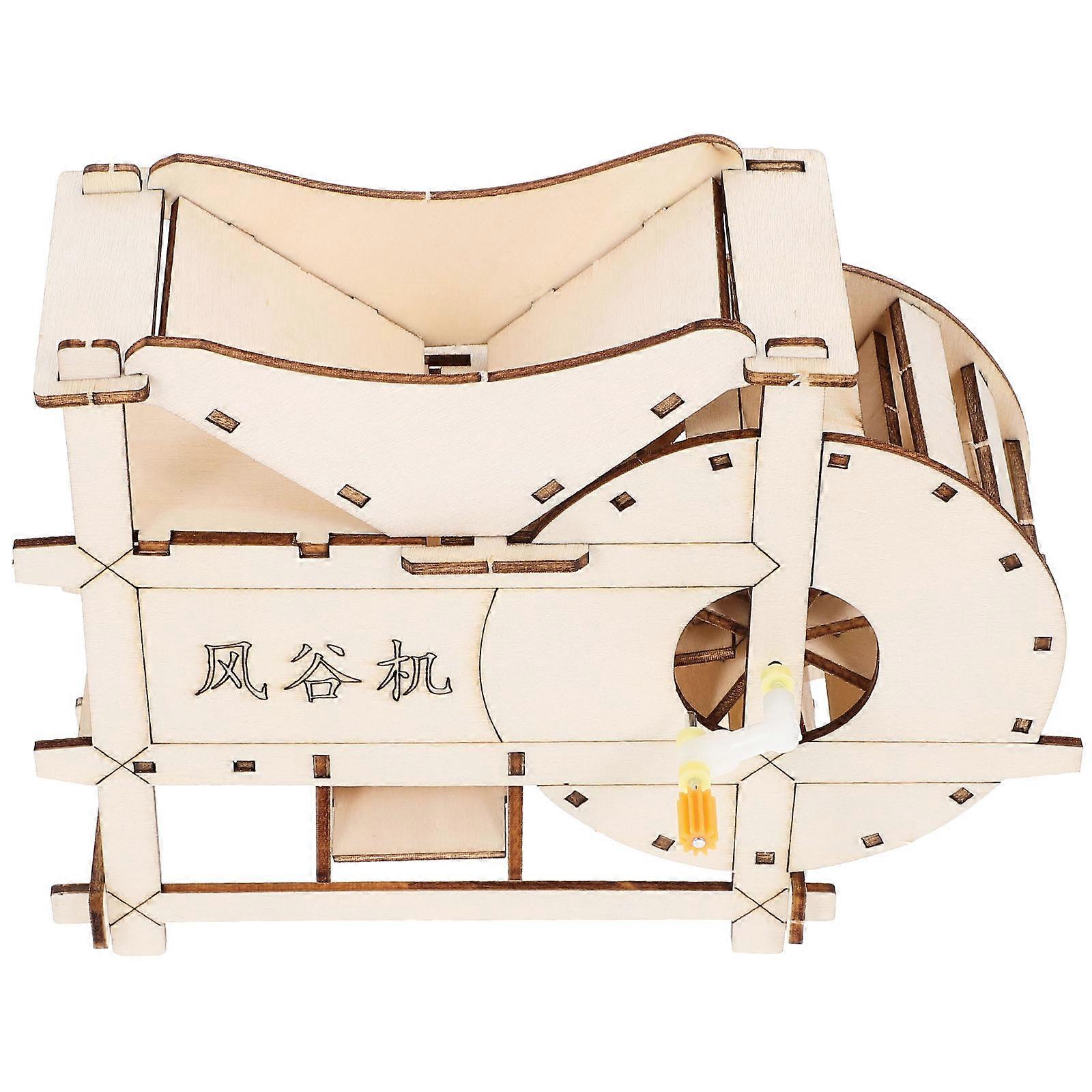 Wooden Threshing Machine DIY Hand Crank Model with 5Pcs for Science