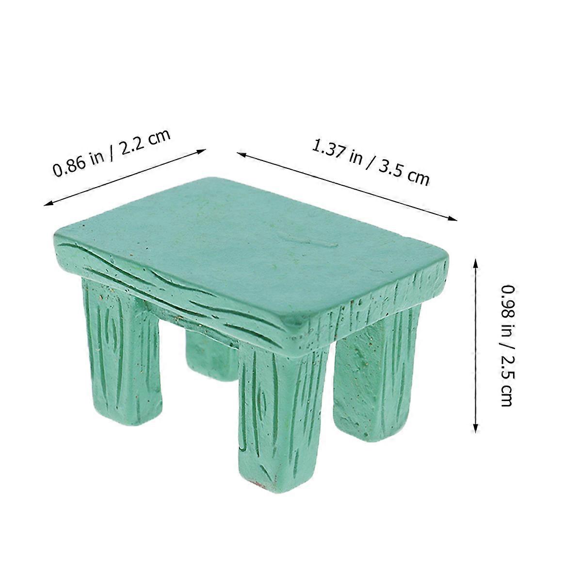 Simulated Resin Stool Mini Table for Miniature Landscape Green 2Pcs