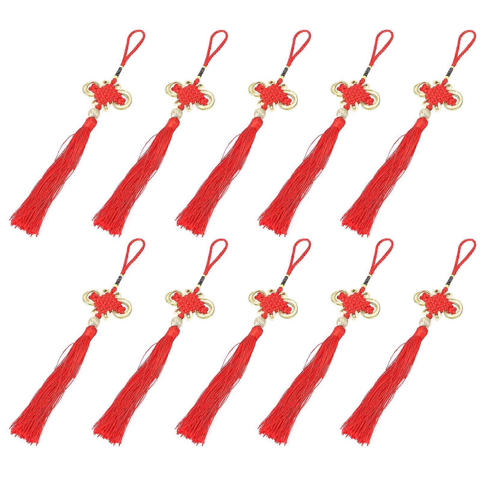 Polyester Chinese Knot Pendant 10Pcs Red for Car Decor Featuring Hanging