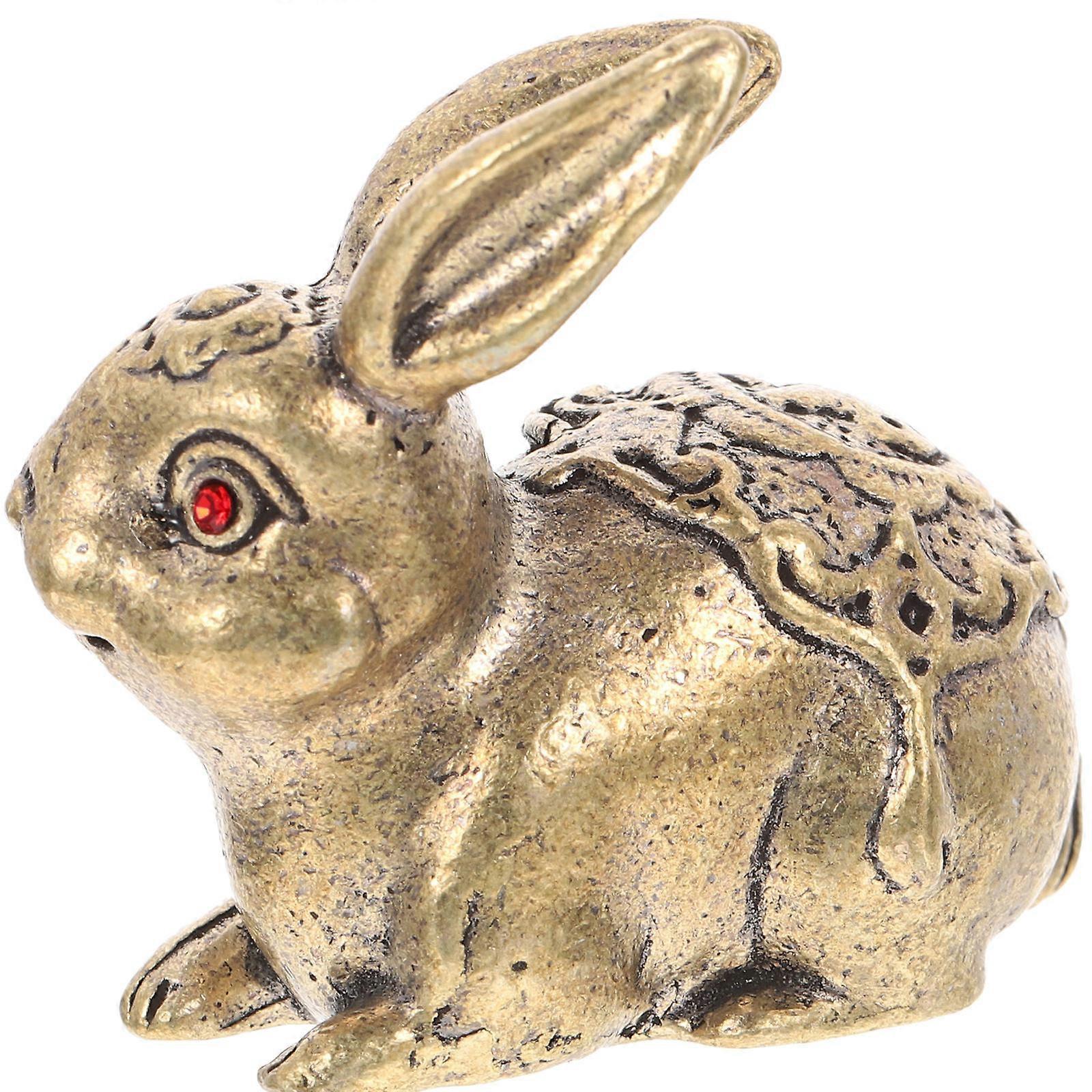 3Pcs Brass Rabbit Statue Home Decor Golden Bunny Figurines for Tabletop