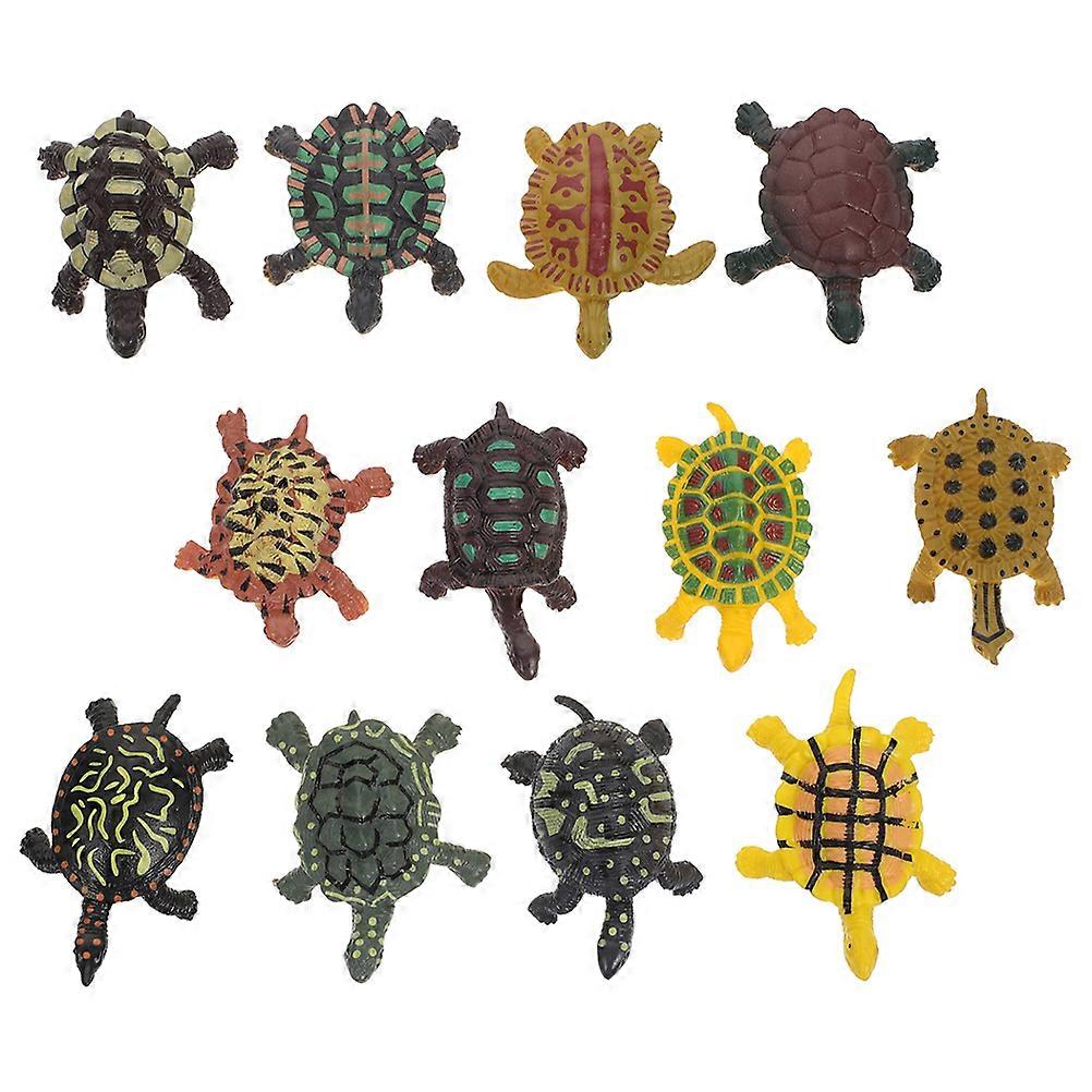 Tortoise Statue Aquarium Model for Decor 48Pcs Plastic Turtle Figurines