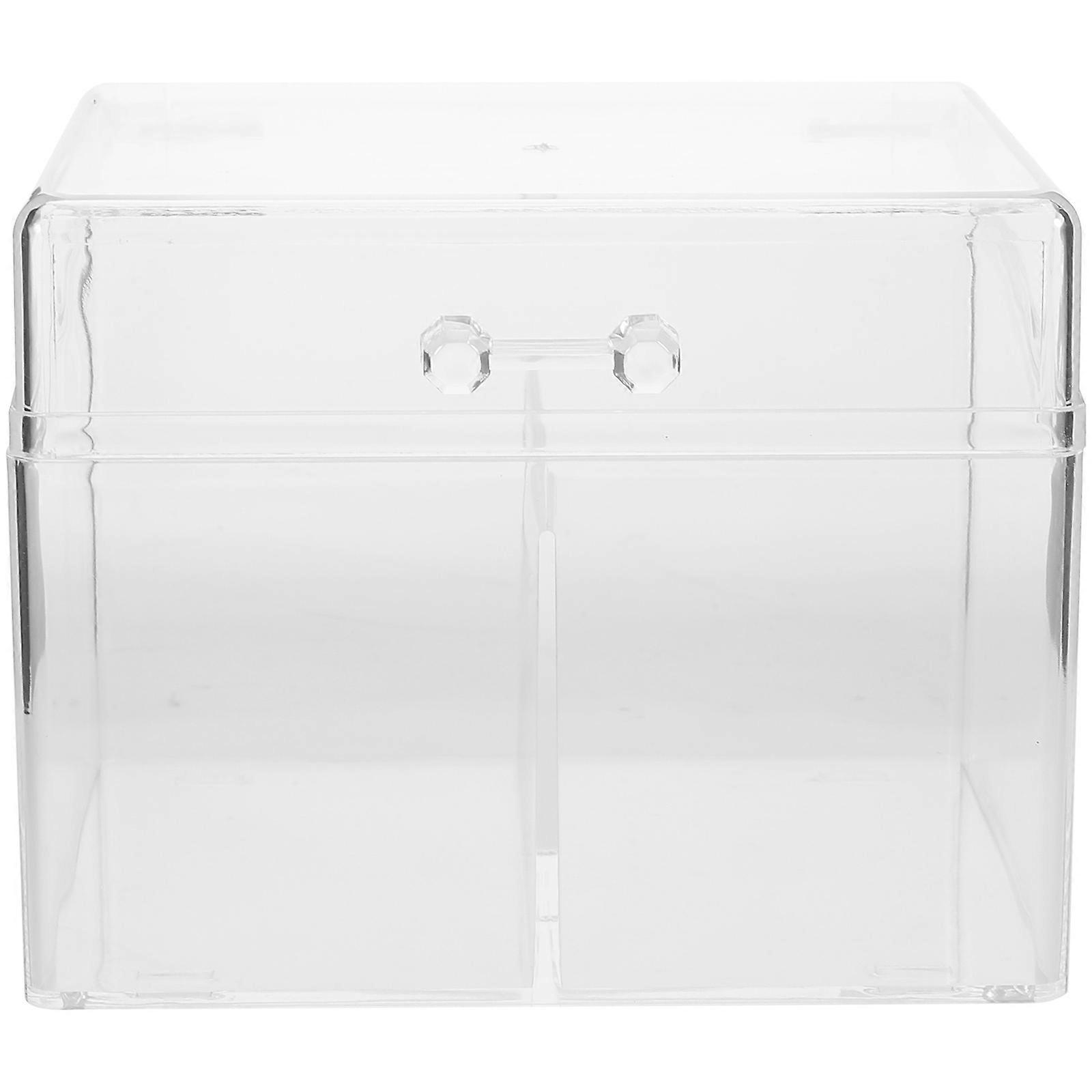 Small Card Case Organizer 2Pcs Clear Box With Lid For Desktop Use Modern Acrylic Storage 12X10X9.5CM Efficient Design