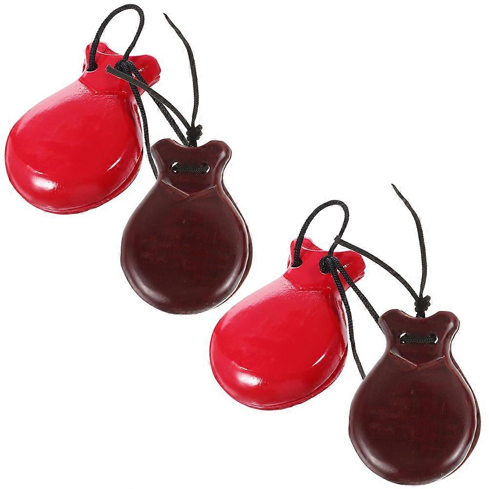 Wooden Finger Castanets Children Castanets for Playing 4Pcs Percussion Instrument