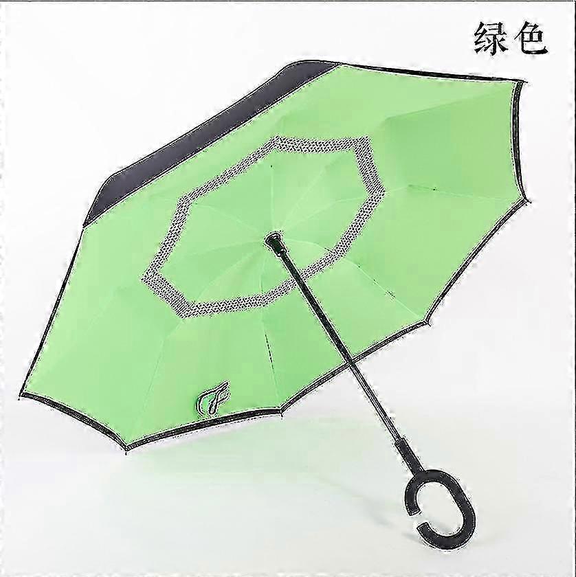 25-26 C-handle Parasol Folding Rain Windproof Umbrella Double Layers Inverted Reverse