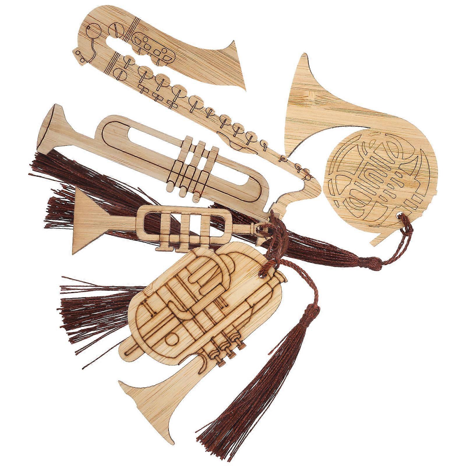 10Pcs Bamboo Bookmarks with Instrument Design for Decoration Use