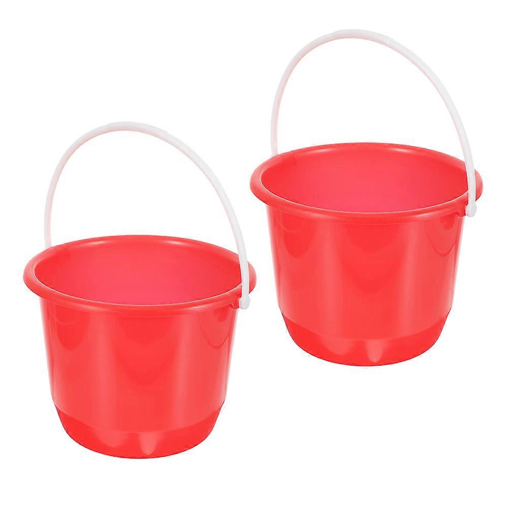 Water Bucket Plastic for Bathing 4Pcs Durable Red Cleaning Buckets with Handle