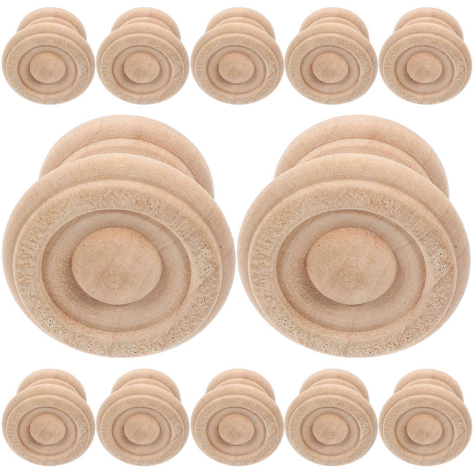 Wood Drawer Knobs Wooden Mushroom Pull Handles for Cabinets 36Pcs
