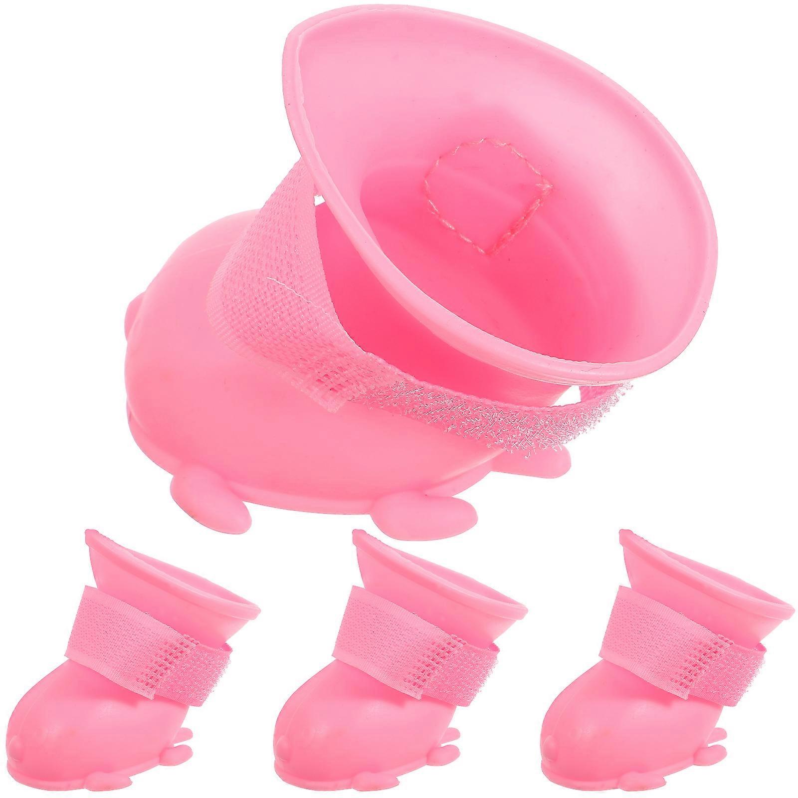 Waterproof Dog Rain Boots for Hiking 1Set Pink Adjustable Tpr Booties