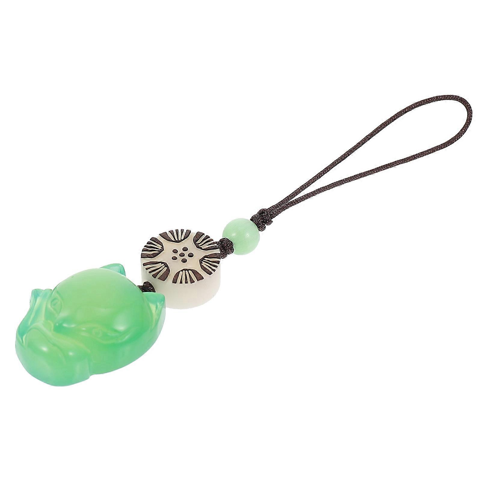 Phone Hanging Decor Fox-Shaped for Decoration 2Pcs Green Chalcedony Accessory