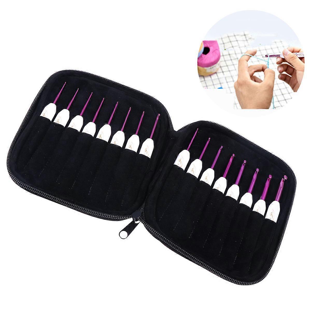 Weaving Tool Crochet Hook for Knitting Use 16Pcs Aluminum Purple Handle