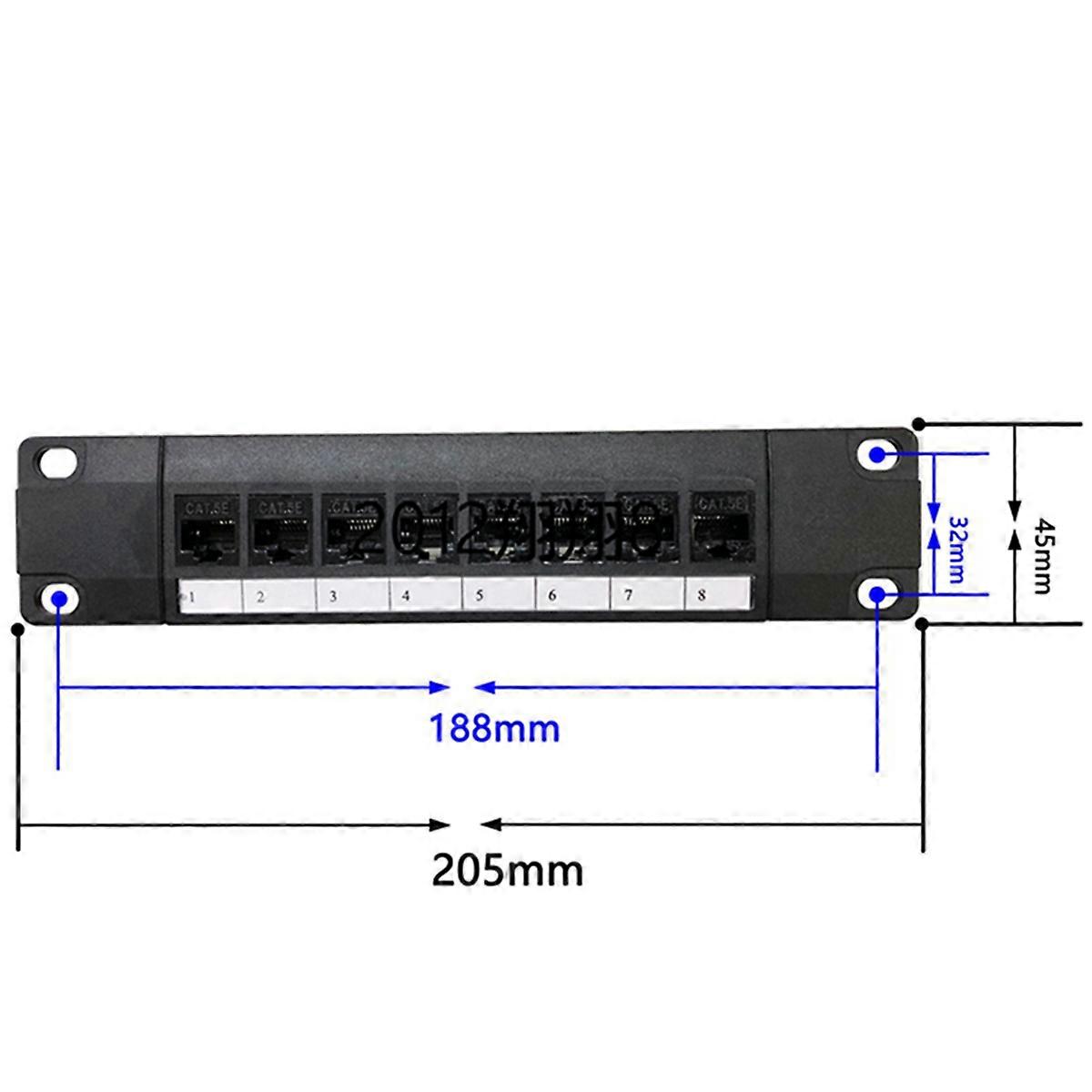 8 Port Straight-Through CAT6 Patch Panel RJ45 Network Cable Adapter
