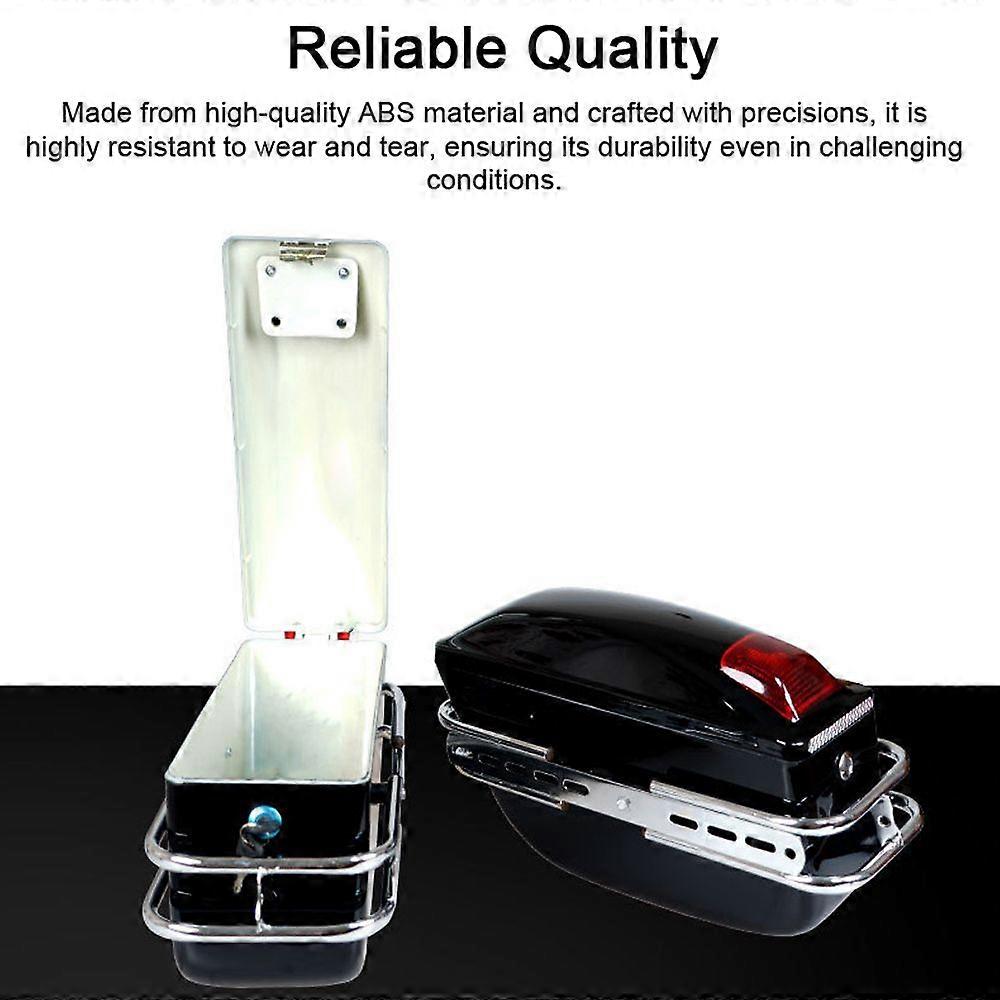 Motorcycle Hard Saddlebags Universal Side Storage Box Rear Trunk with Light & Lock, 1 Pair