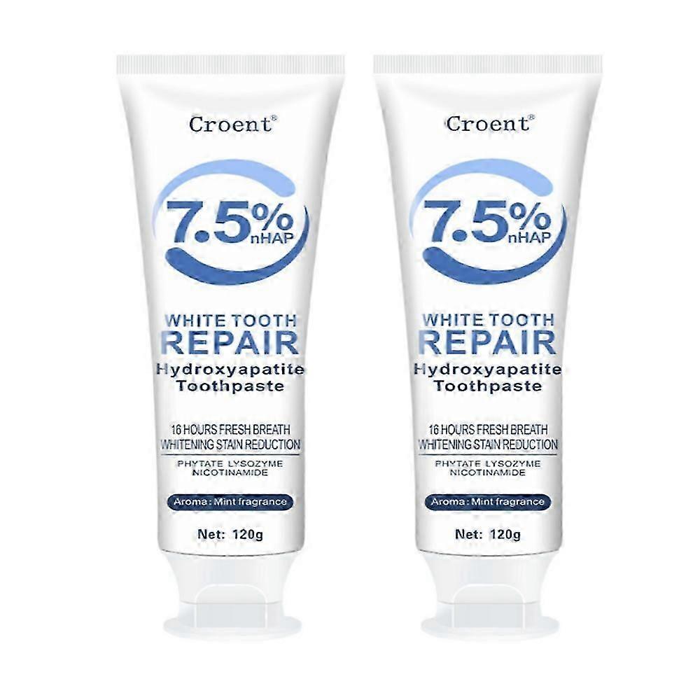 2X Hydroxyapatite Toothpaste for Advanced Enamel Protection, Refreshes Breath, Fluoride-Free Toothpaste for Sensitive Teeth