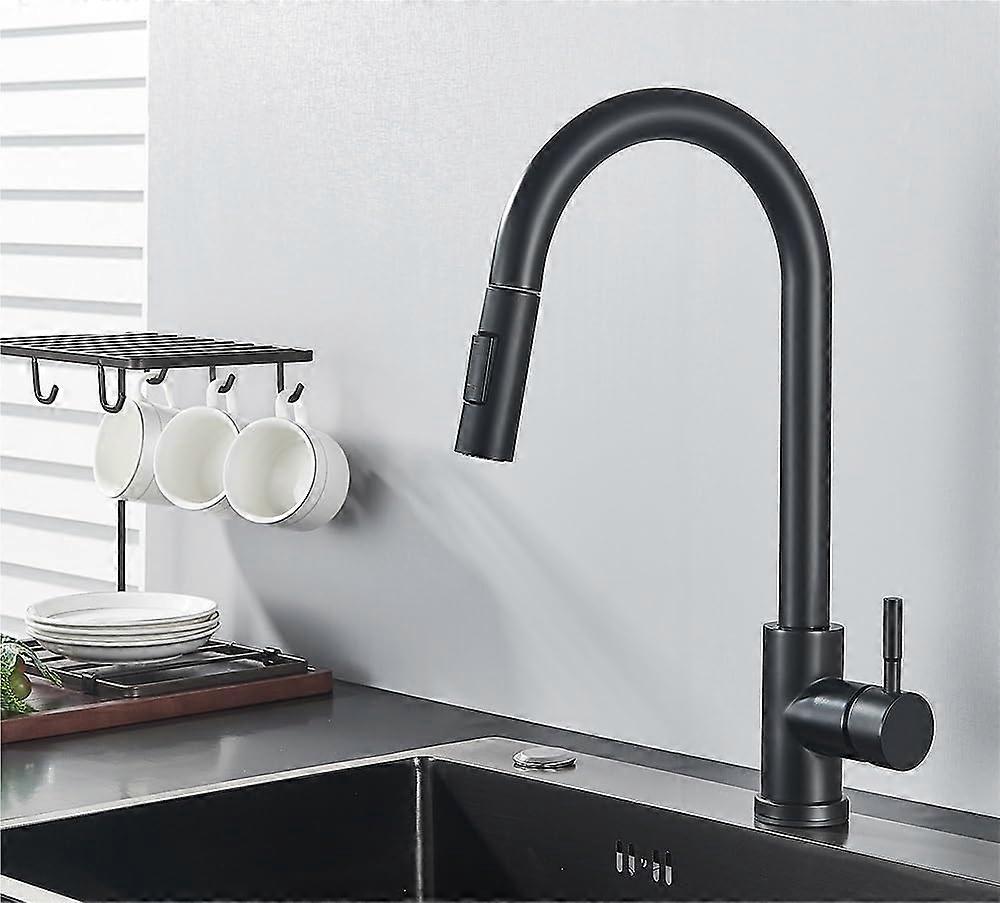 Pull Out Sensor Kitchen Faucet with Touch Control, Black Mixer Tap, High Arc Design, Single Handle, Pull Down Sprayer