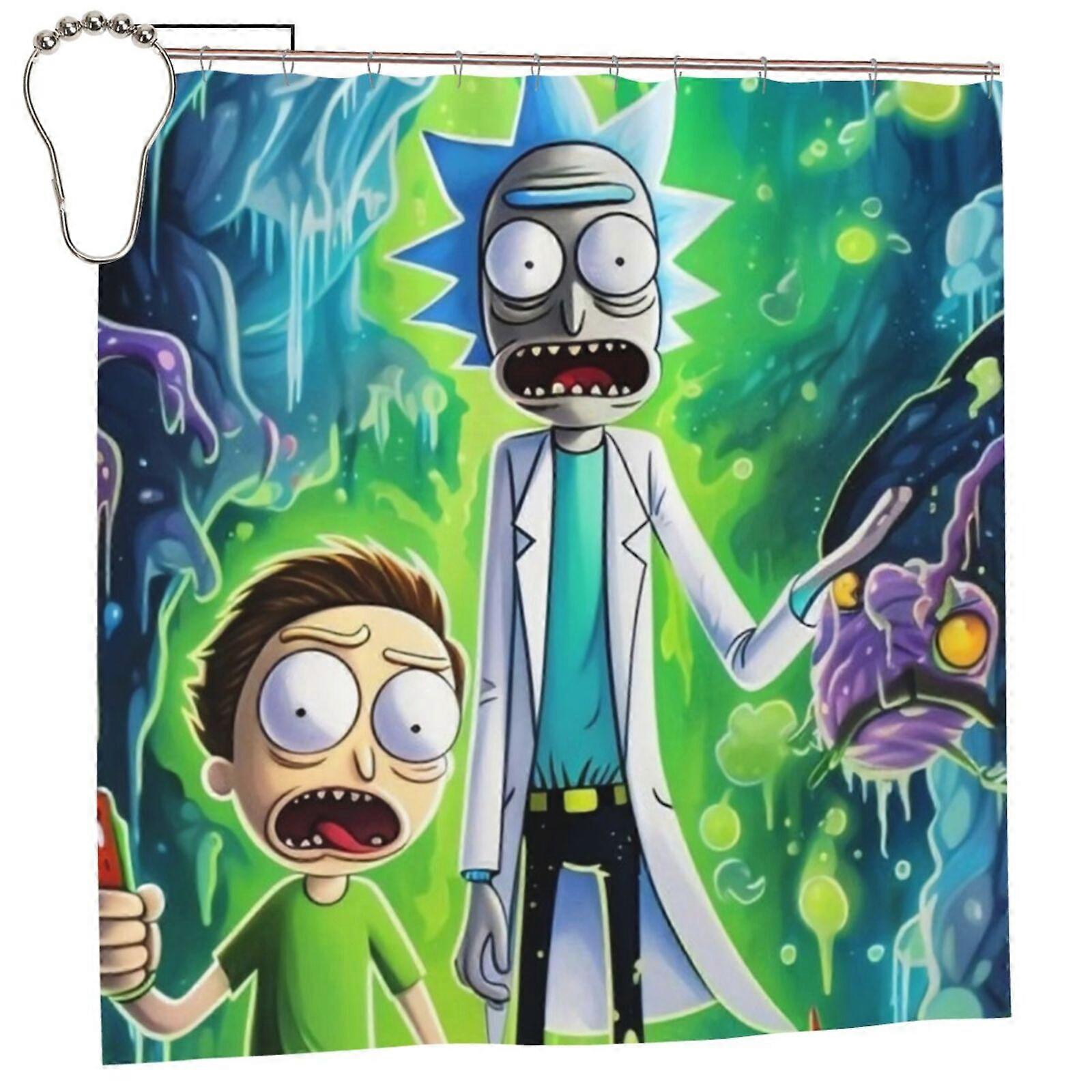 Rick & Morty Shower Curtain - Blackout, Waterproof, Mildew Resistant, 60x72, One Size, Patchwork Art Print