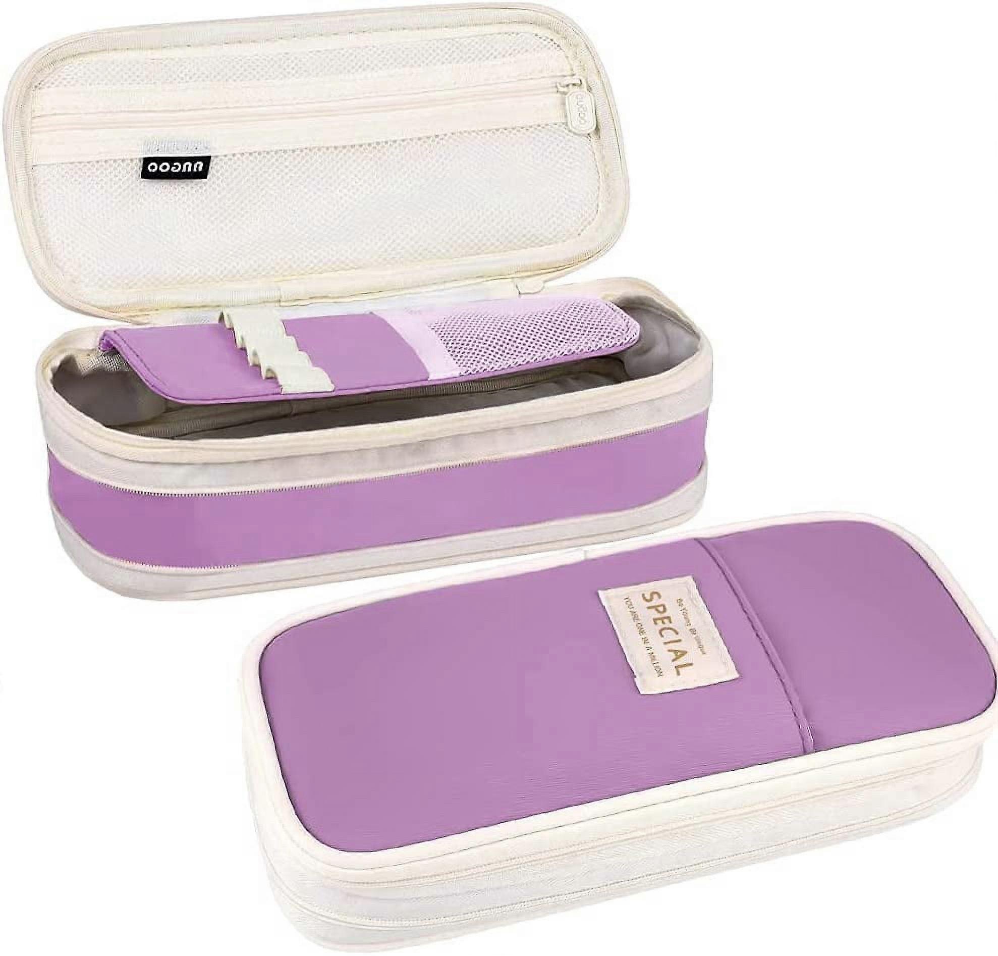 3 Compartments Large Pencil Capacity Case for Teenagers,Violet