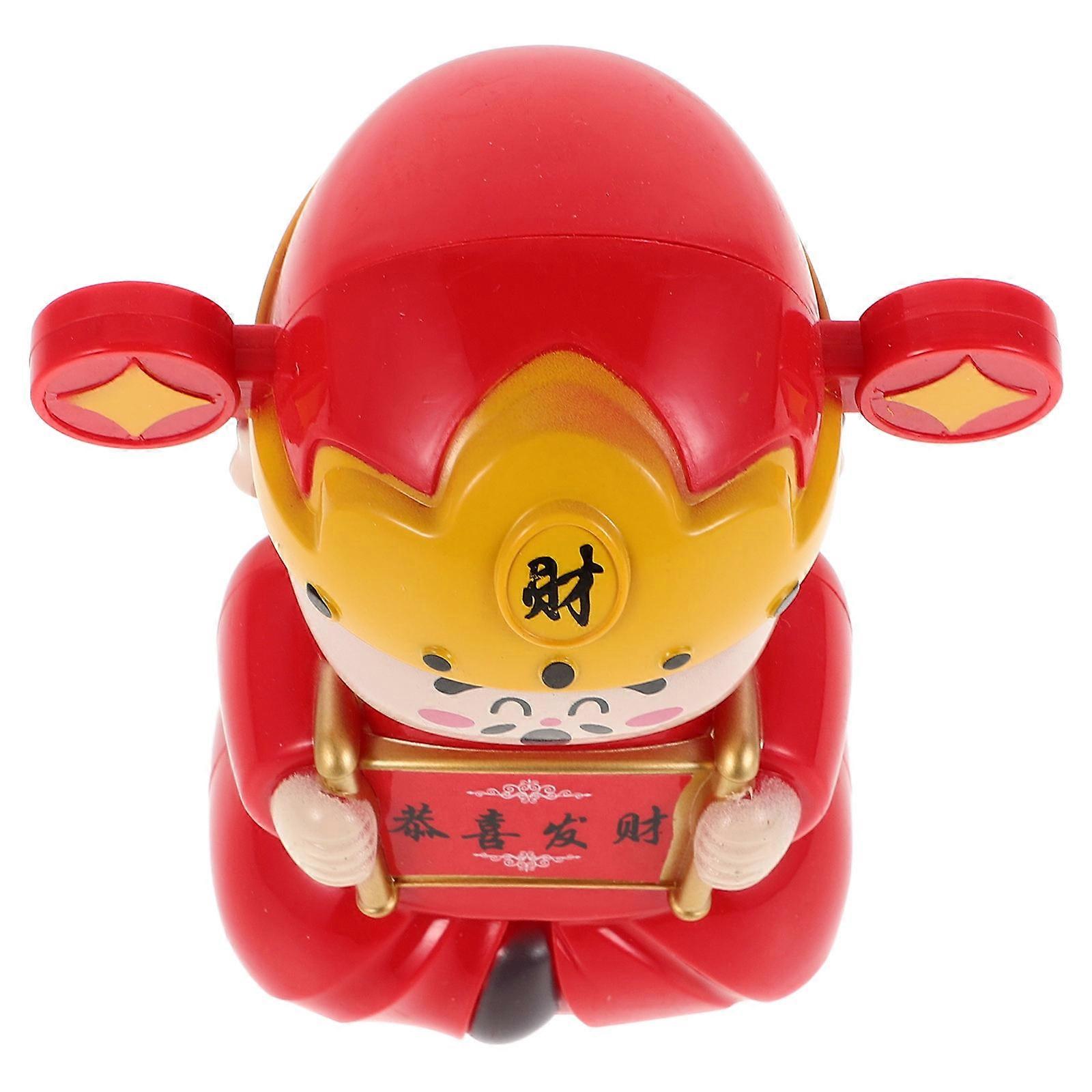 Solar-Powered Car Money God Statue for Dashboard with 4Pcs Figurine Set