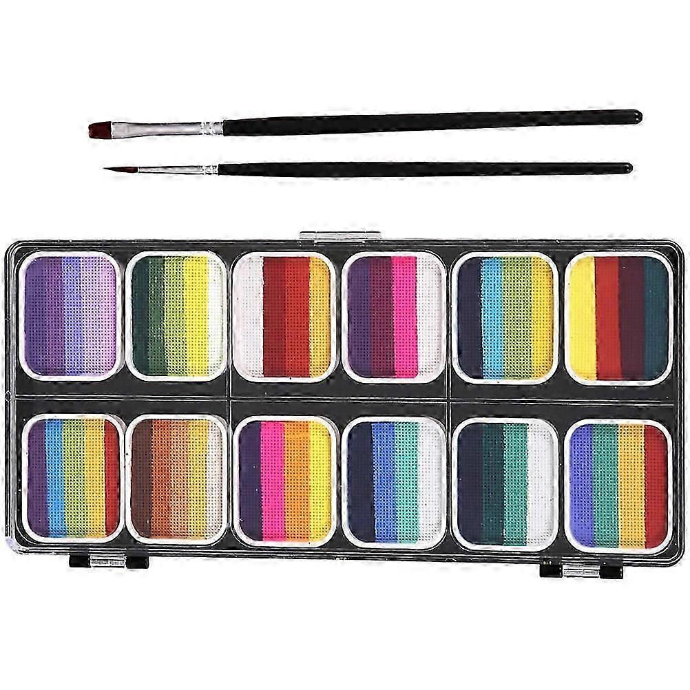 Event Decoration Face Paint Kit Pigment Powder Rainbow Strips Washable 1 Setx