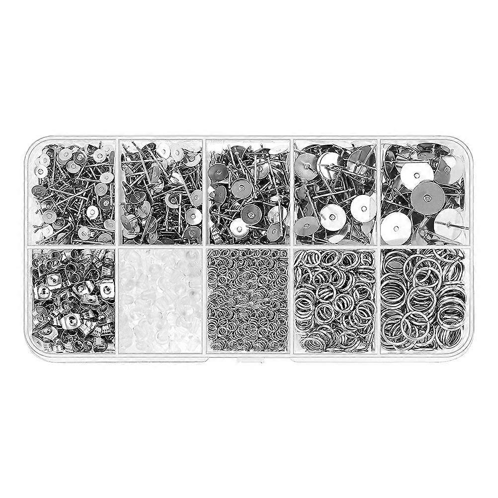 1650PCS Hypoallergenic Earring Posts and Backs Jump Rings Earring Making Kit