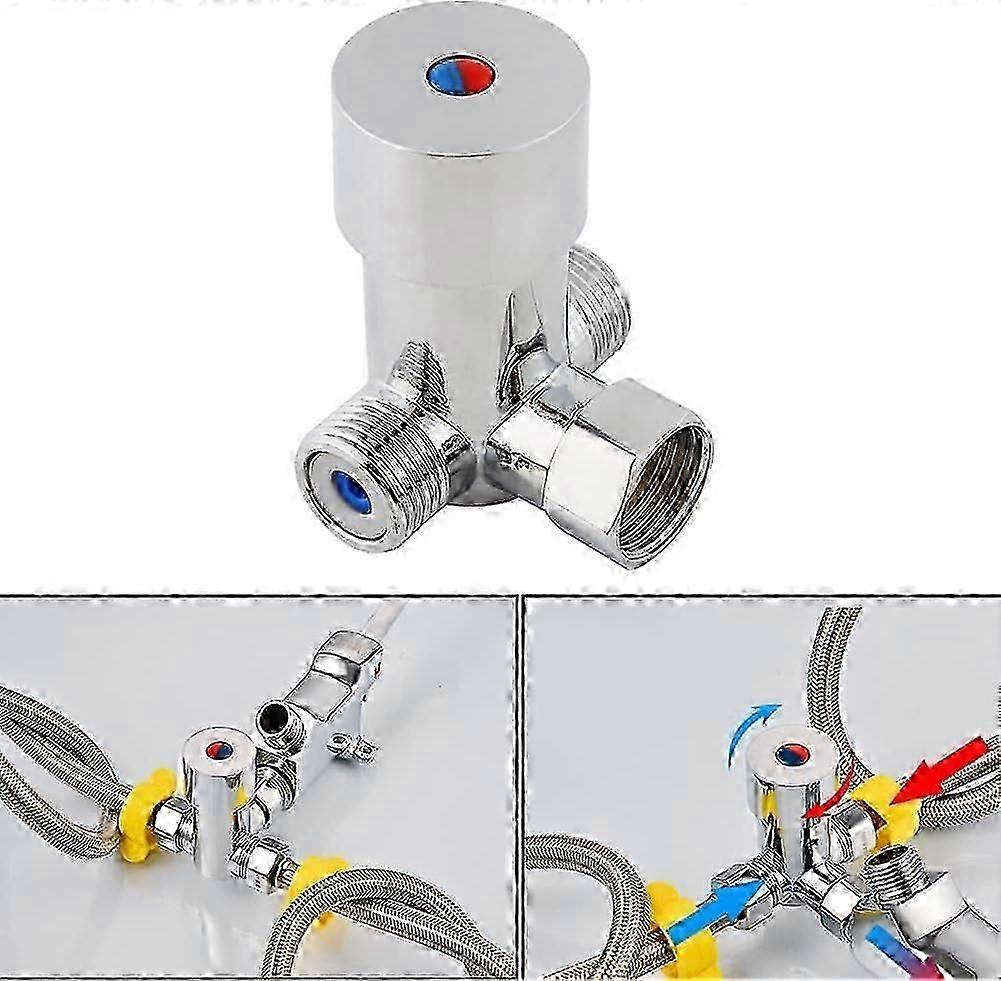 Thermostatic mixing valve for hot and cold water - In solid brass - 3-way temperature control - For bathroom - Automatic sensor - Contactless tap