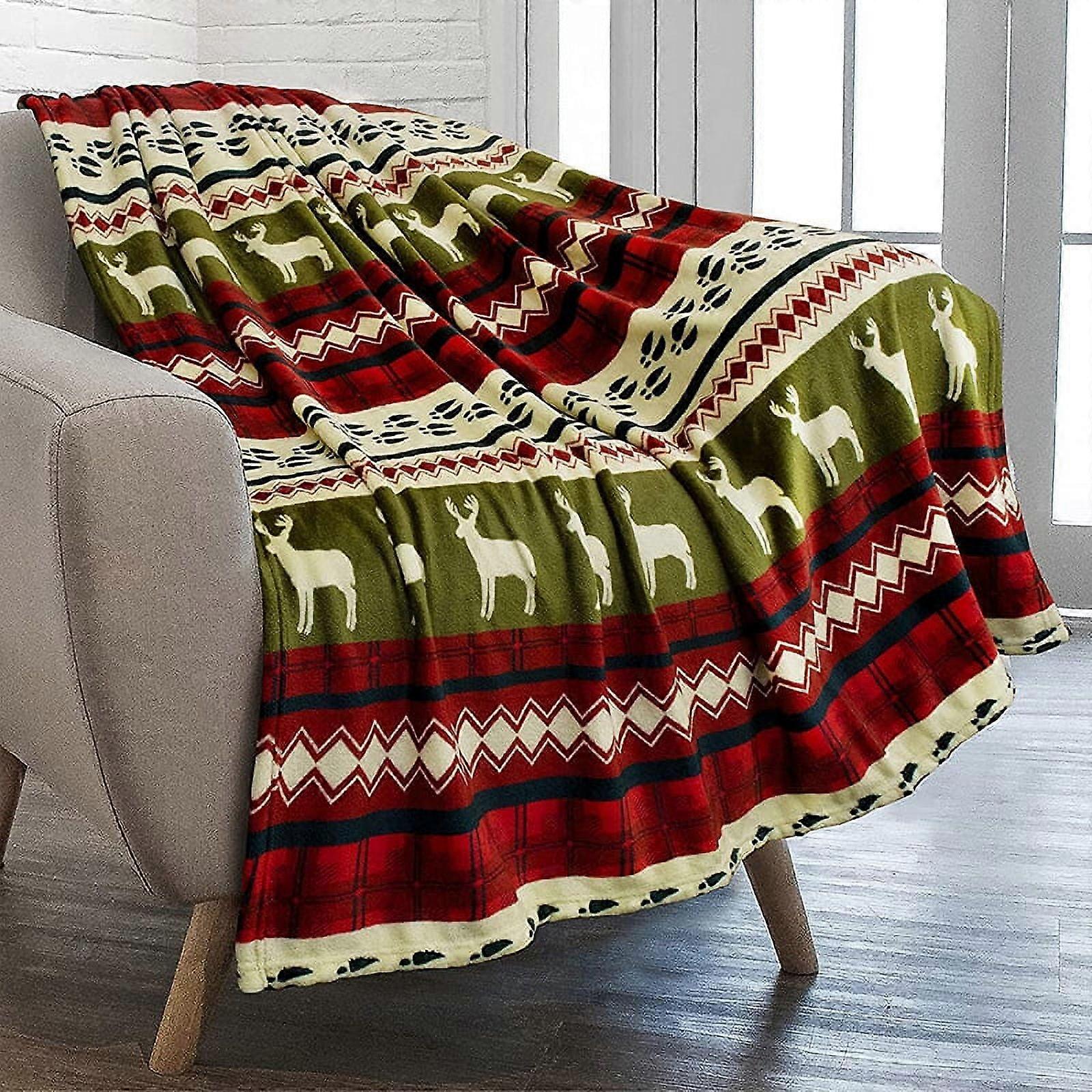 Christmas blanket with single-sided printed plush blanket for children, adults, nap time, soft plush cover blanket
