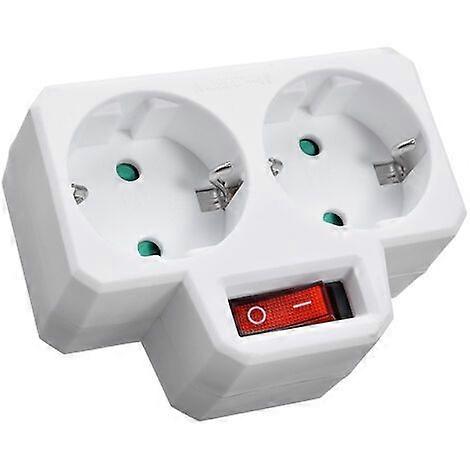 2-way power strip with switch, French sockets, white