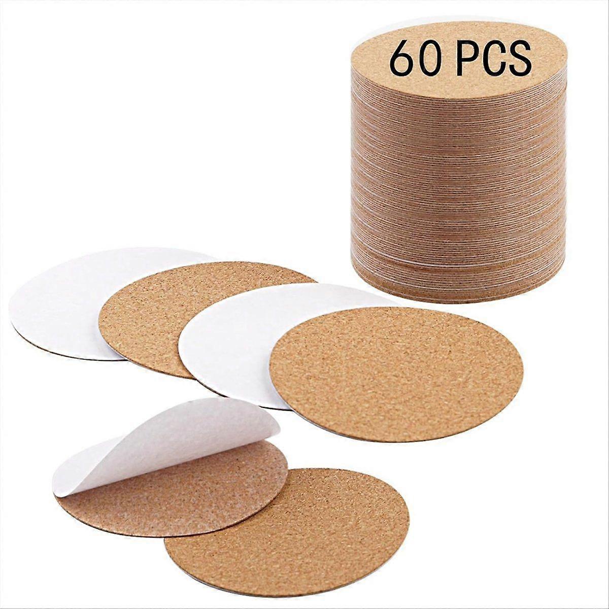 60 PCS self Adhesive Cork Round Coaster Backing with self Adhesive