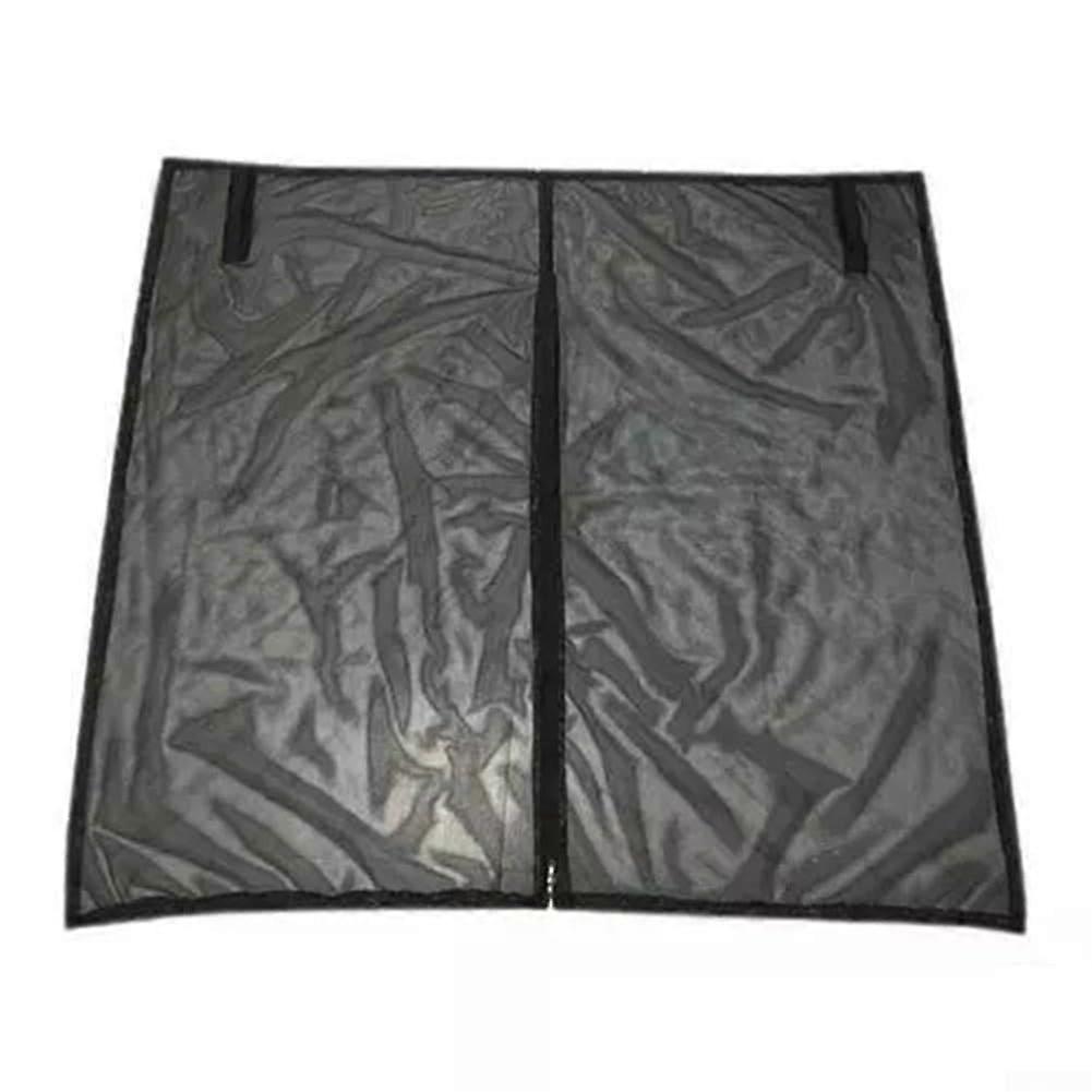 Magnetic Sliding Door Fly Screen Camper Van Tailgate Side Entry 160x150cm Black  Density Nylon Mesh Sunshade Netting