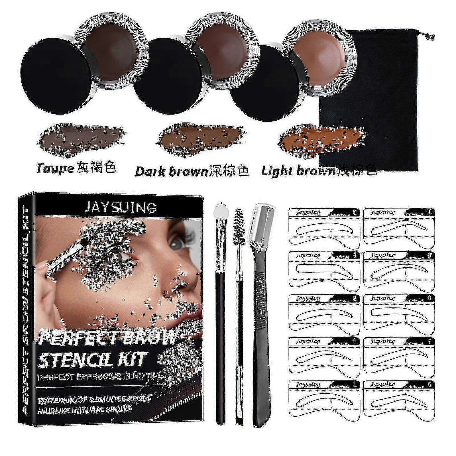 Jaysuing Eyebrow Cream Set Three dimensional Wild Eyebrow Anti sweat Smooth 5719608353337