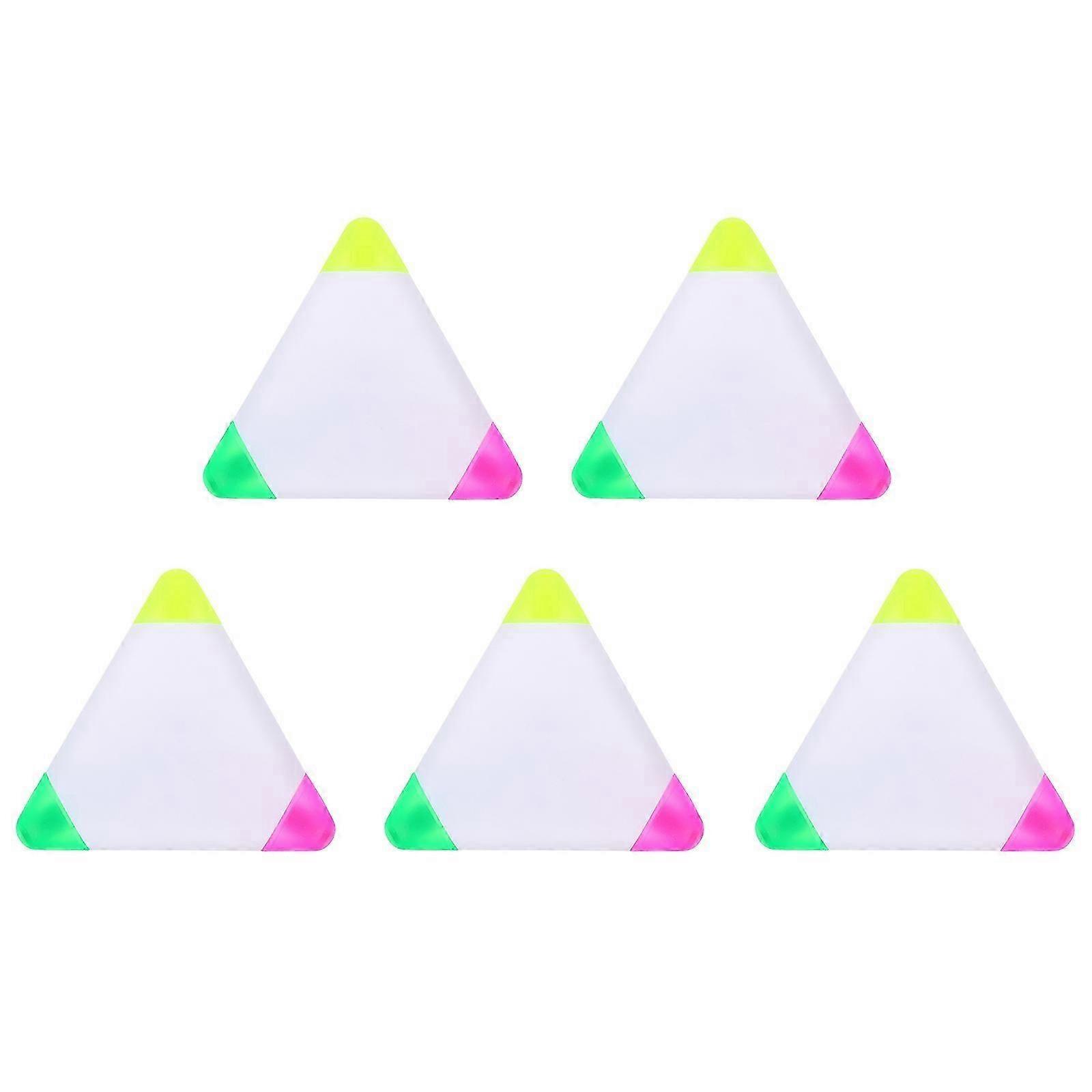 5pcs Highlighter 3-en-1 Lovely Triangle Shape Markers Fluorescent Colors Marker
