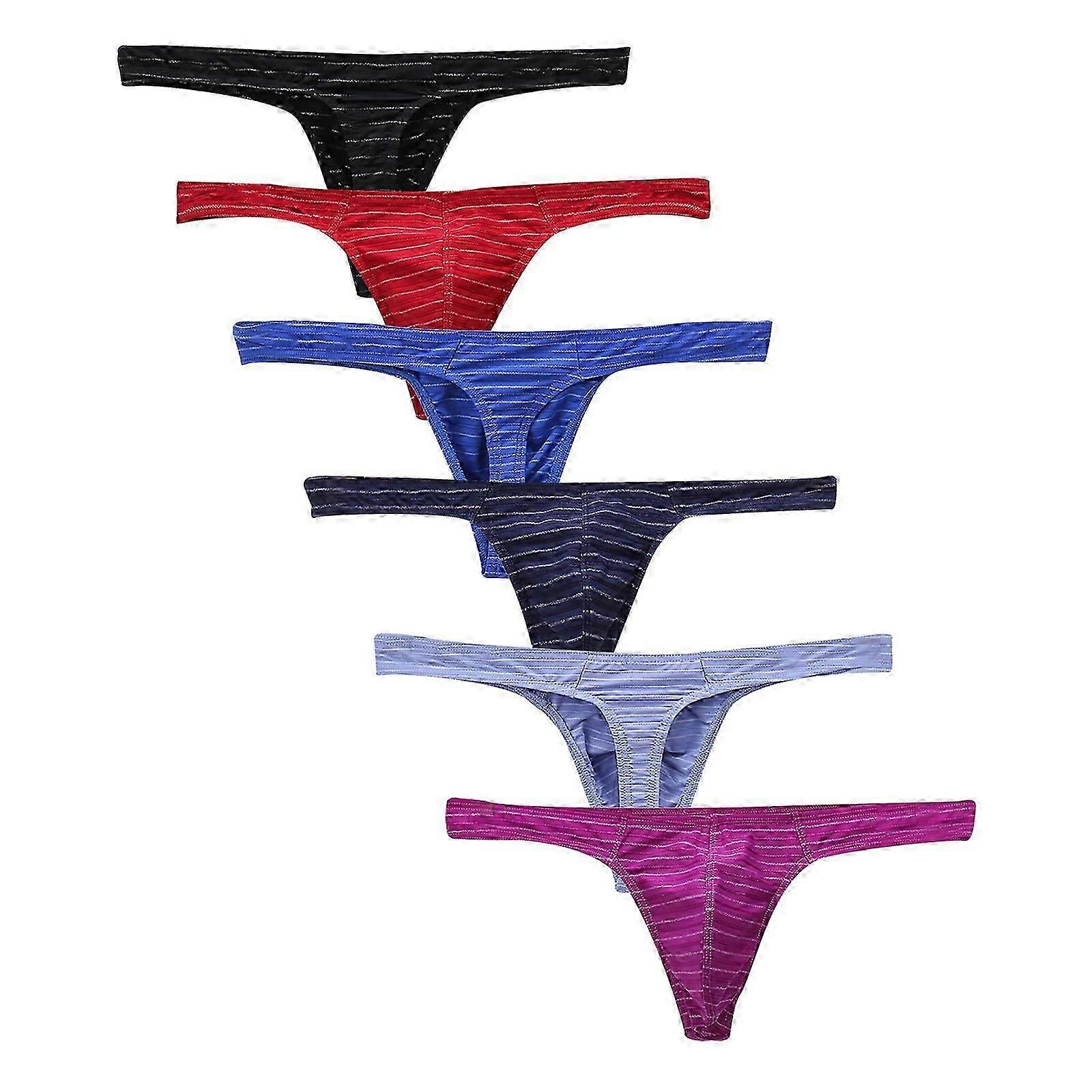 Sous-vêtements pour hommes taille basse couleur rayures confortable string 6PC