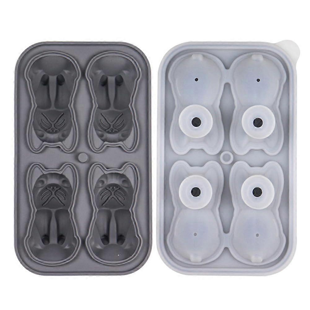 Ice Cube Tray 4 Hole Fun Shape Mold for Whiskey and Cocktails Grey 10.9x18.1x5.2cm