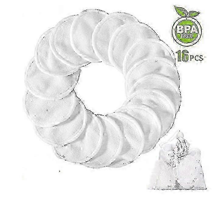 14pcs Washable Nursing Pads, Reusable Organic Bamboo Breast Pads With Laundry Bag