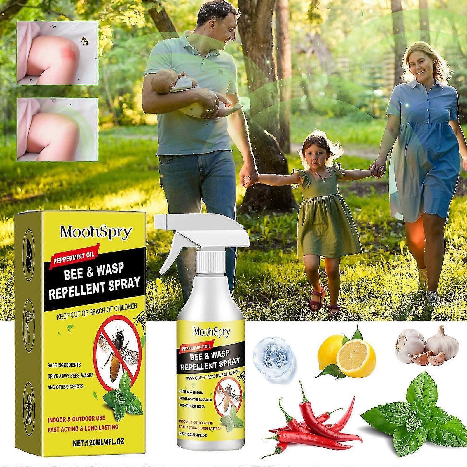 Bee & Wasp Repellent Spray, Wasp Spray with Natural Plant-Based Peppermint Oils Bee Spray, Repellent Bug and Wasps for Patios, Gardens, and Yards_yyc