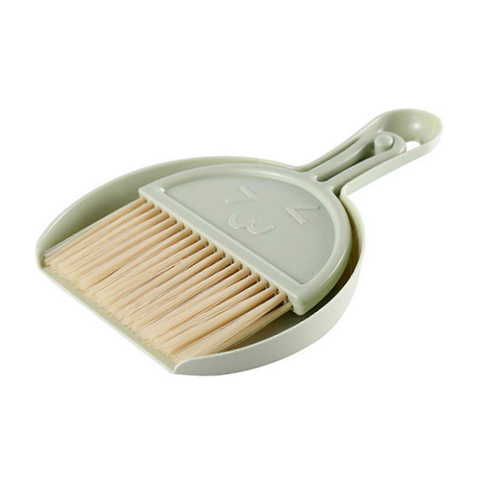 Desktop Cleaning Brush Dustpan Combo Plastic Durable Tabletop Dustpan Set Portable Handheld Green 21x11x2cm