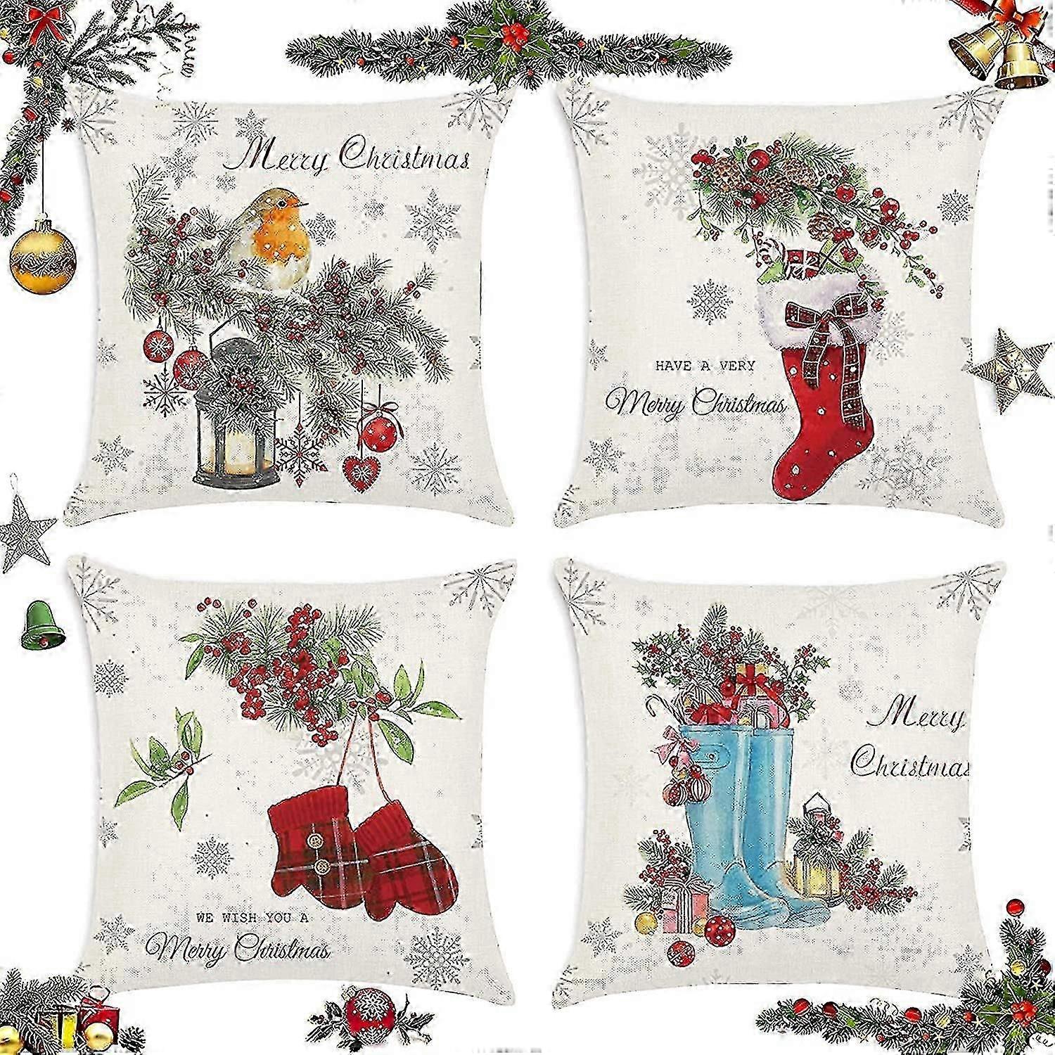4pcs Christmas Pillow Covers, Christmas Pillow Covers, Christmas Cushion Cover