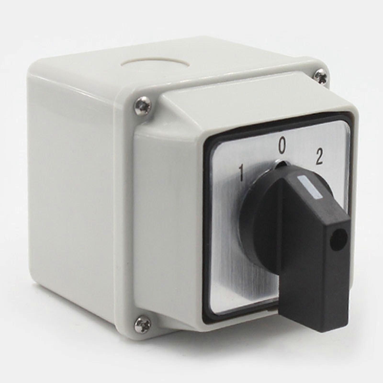 25A Changeover Switch with Waterproof Box, 3 Position Rotary Cam Selector for Control Circuits