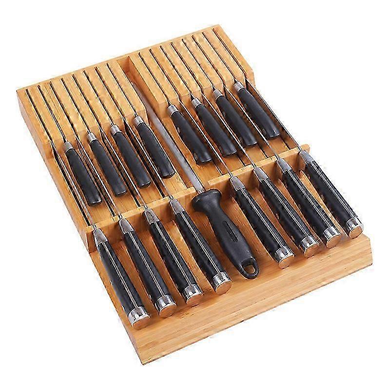 Drawer Knife Block Bamboo Kitchen Knife Drawer Organizer