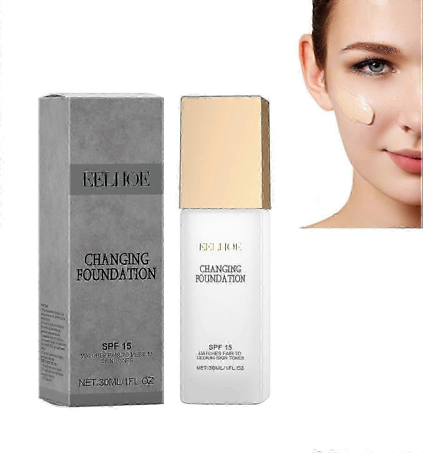 Changing Foundation, Nature Colour-Changing Foundation For Women, Hydrating Magic Skin Changing Foundation, Moisturizing Light, Non-Grabeasy