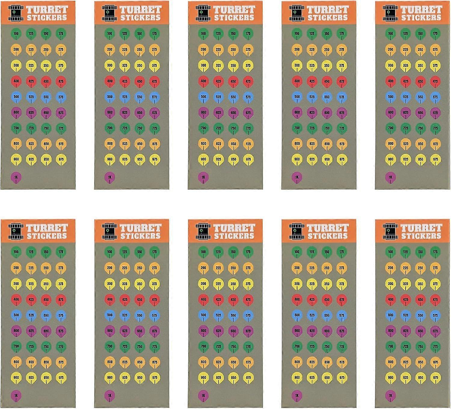 Turret Stickers (10 Sheets) - Rifle Scope Tags for Long Range Shooting & Hunting, Works with Dope Card, Range Card & DOPE Book, Universal Fit for Most