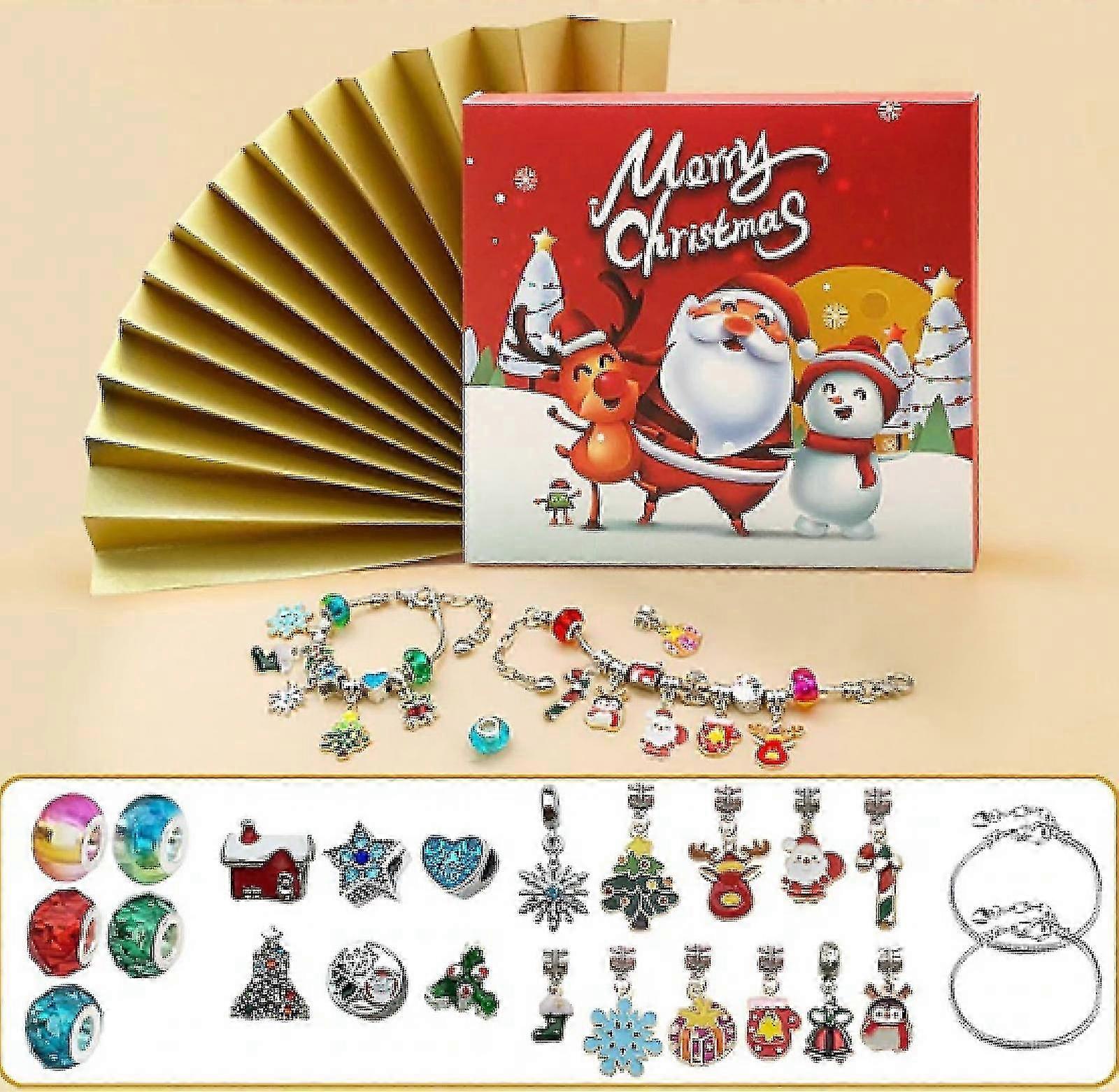 Christmas charm bracelets set with 24 pieces for advent calendar DIY
