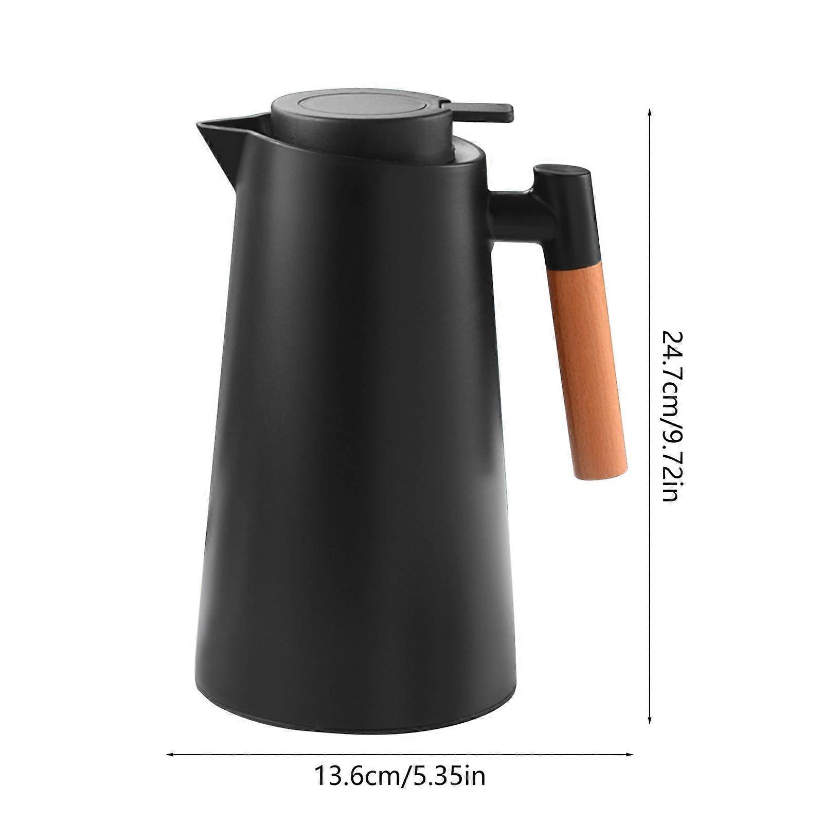 Insulated Kettle with Double Glass Liner & Beechwood Handle, Press Button for Water - Compatible with Home Use, Great Kitchen Gift