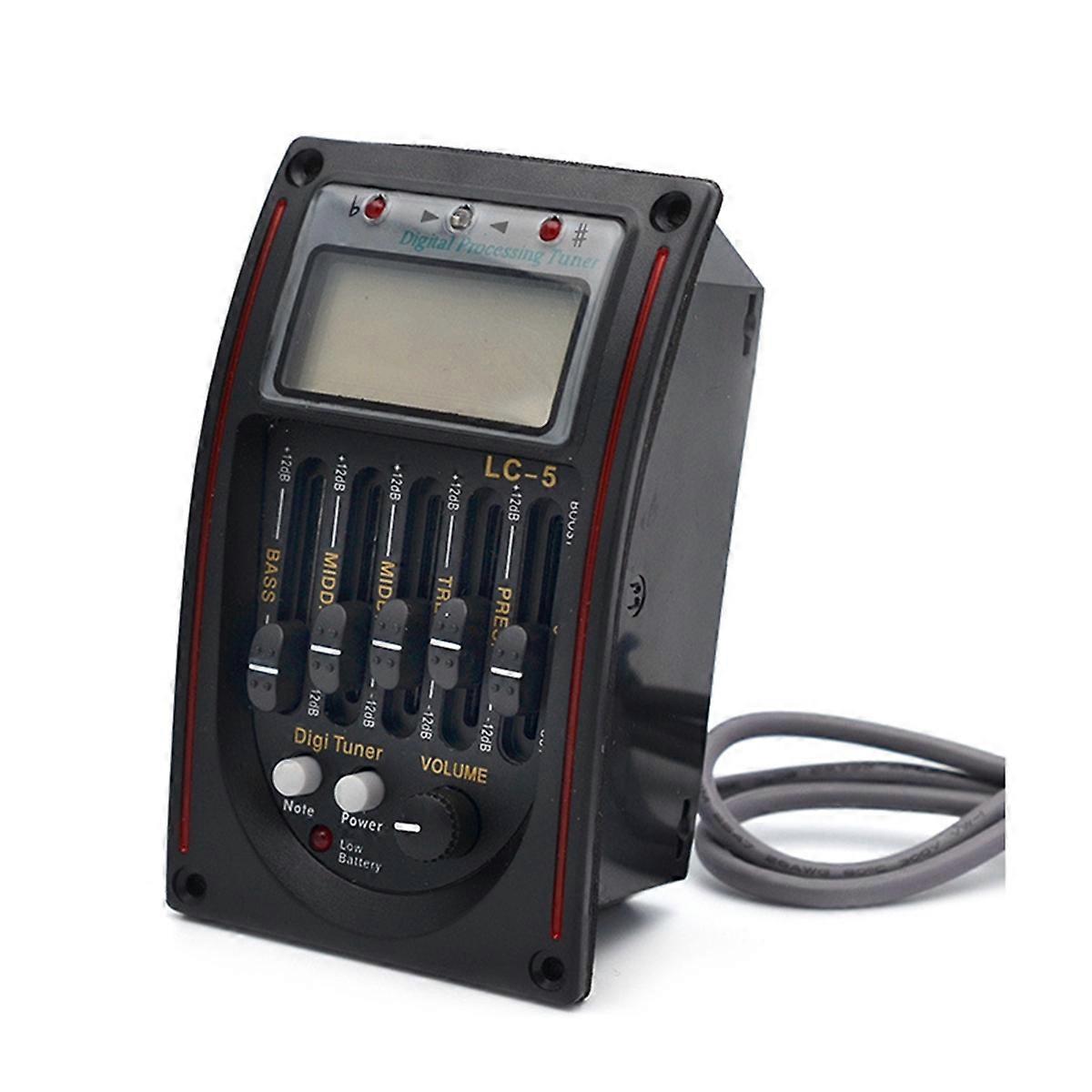 LC-5 5-Band-Tonabnehmer für Akustikgitarre, EQ-Vorverstärker, LCD-Tuner, Piezo-Tonabnehmer