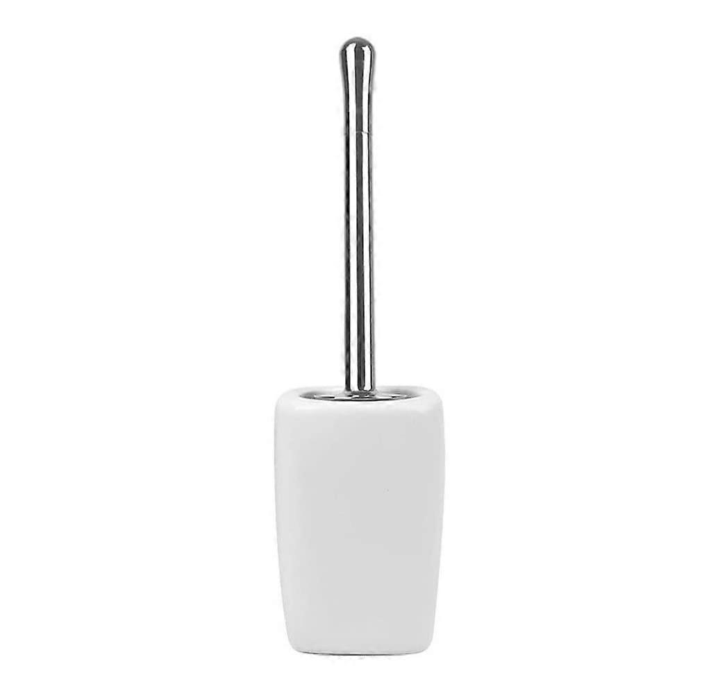 Toilet Brush with Holder Ceramic Square Base Long Handle Bathroom Cleaning Scrubber with Replaceable Head