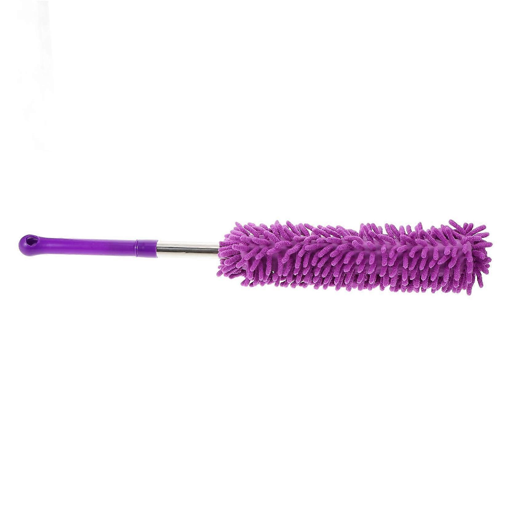 Microfiber Duster with Extendable Telescopic Handle for Baseboard and Home Cleaning Purple Chenille
