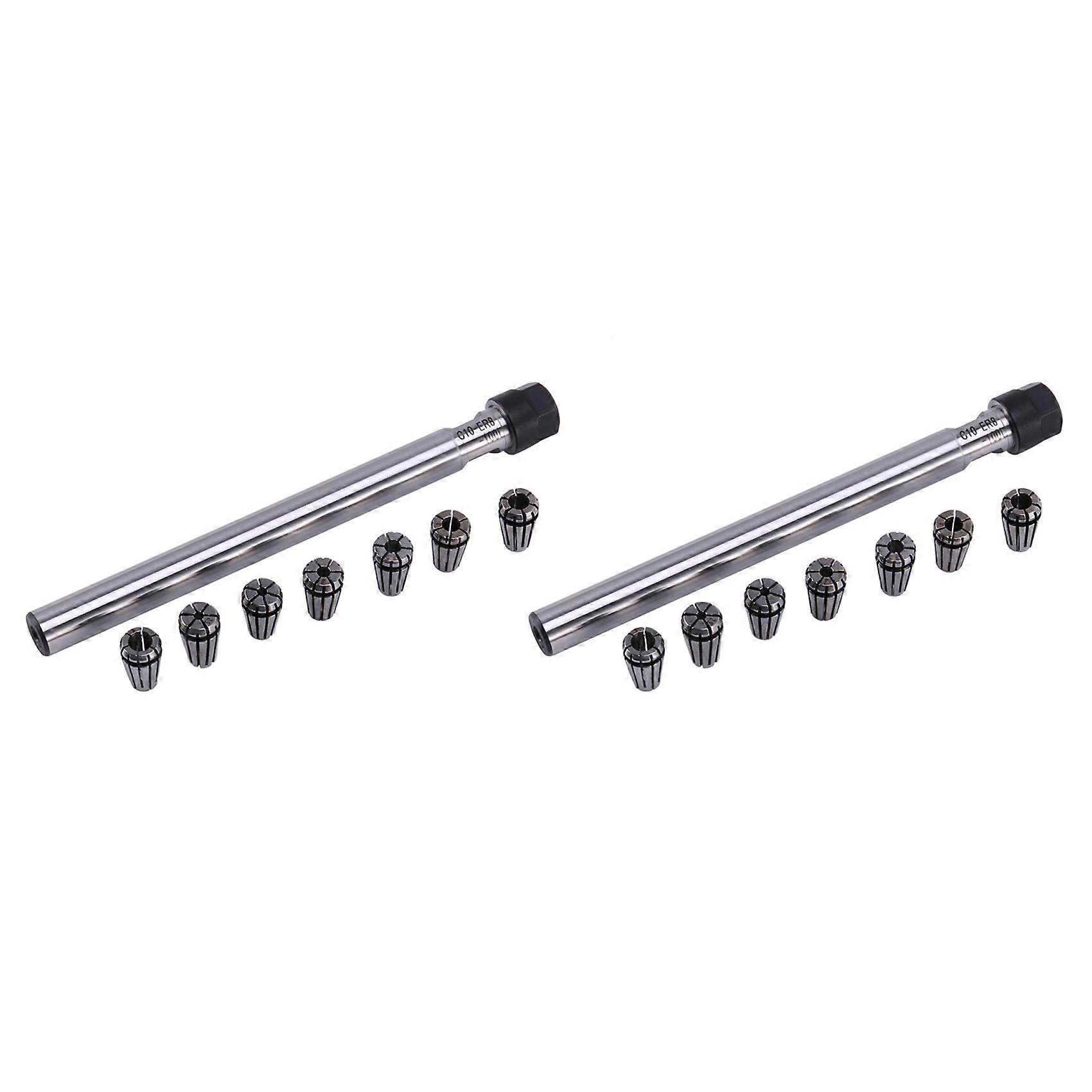 2X C10 Er8A 100L Collet Chuck Holder + 14Pcs Precision Er8 Spring Collet Set