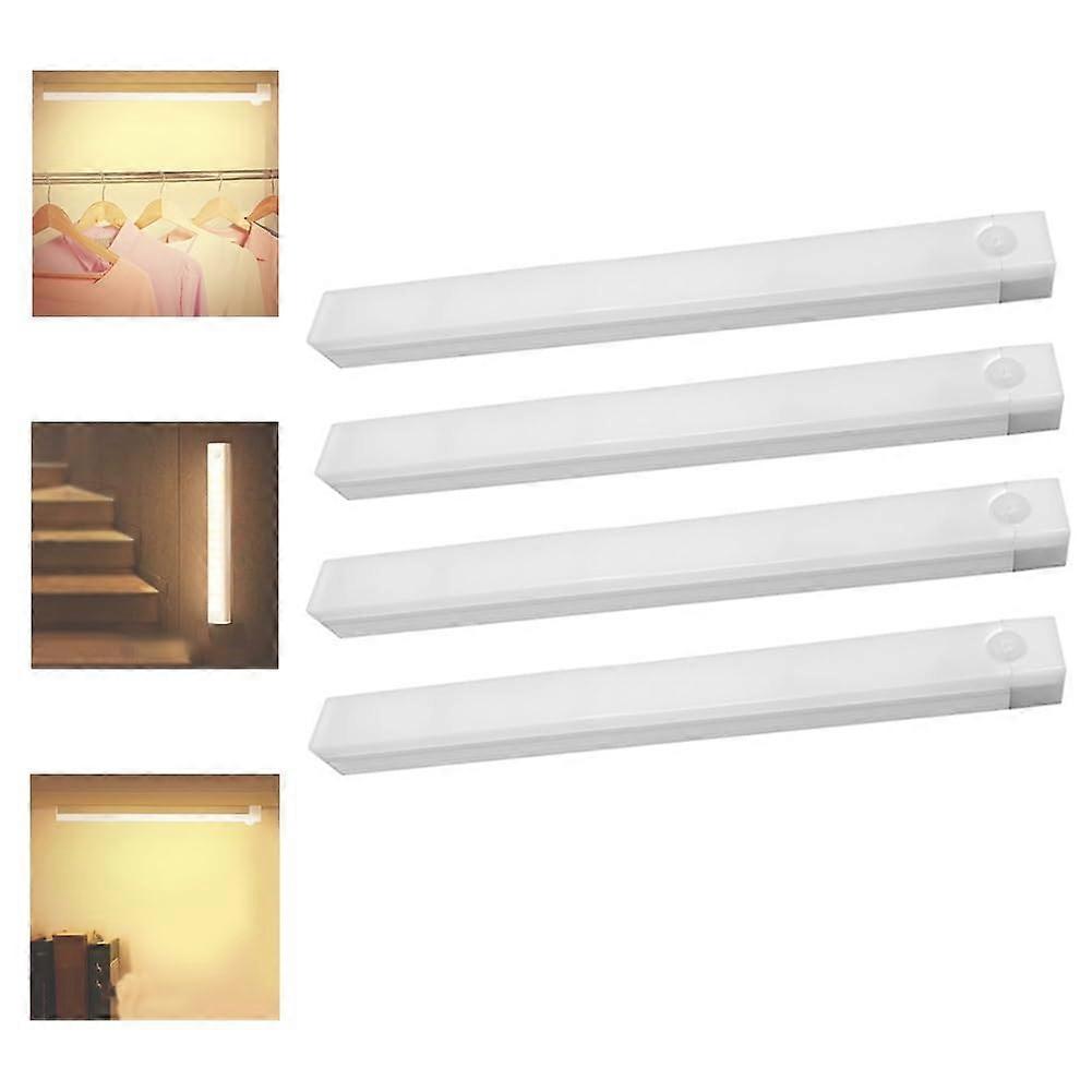 Motion Sensor LED Light, USB Rechargeable Under Cabinet Lighting with Magnetic Mount, Warm Light 4pcs